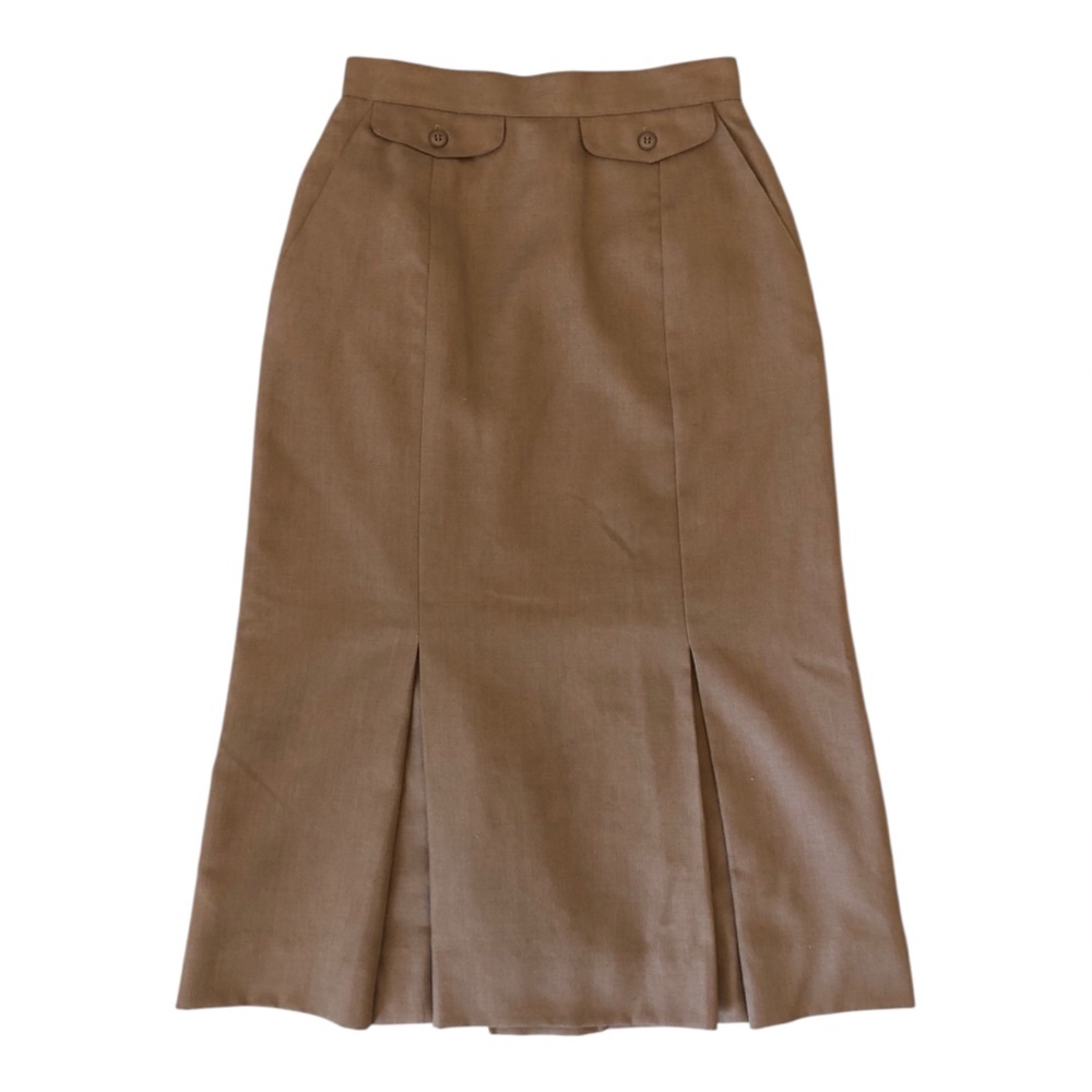 Vtg JG Hook Tan Front and Back Pleat Skirt